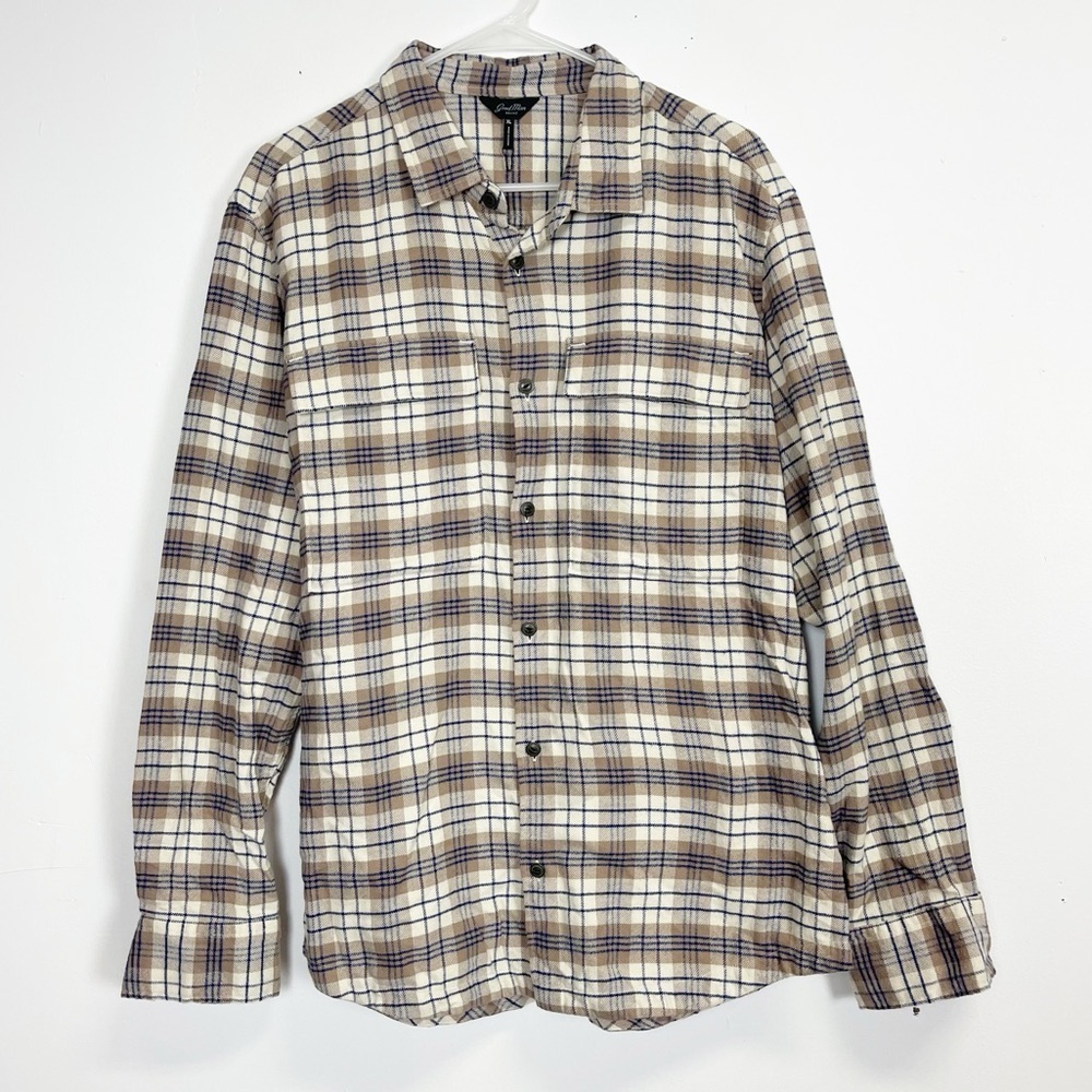 NEW Good Man Brand Flannel Shirt Mens Size XL Tan Plaid Button Up NWOT